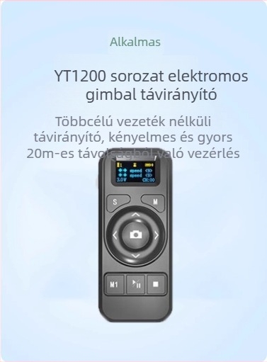 Mobiltelefonhoz motoros PTZ gimbal távirányítóval, 360° vízszintes forgás, 70° függőleges döntés, 9 sebesség a panorámához és 9 sebesség a dőléshez, tömeg 518 g