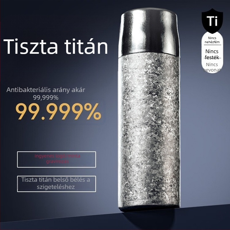 Titánium kettős falú vákuum termosz teavíz elválasztással, logó testreszabás lézergravírozással vagy 3D nyomtatással, belső és külső titán, 6–12 órás hőszigetelés
