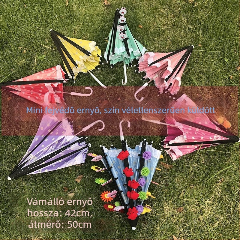 Hosszú nyeletű esernyő 8 vas bordával, vas fogantyúval, kézi nyitás, 190T anyag