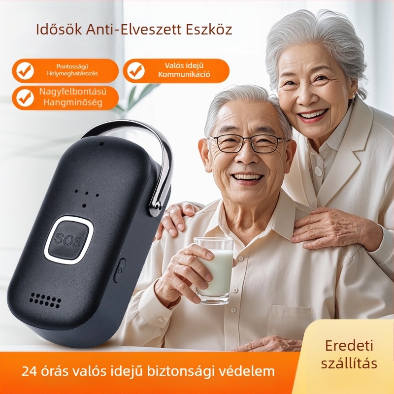 Időseknek szóló GPS nyomkövető kétirányú hívással, valós idejű nyomkövetés, 1200mAh akkumulátor, Android és iOS kompatibilis, modell H02