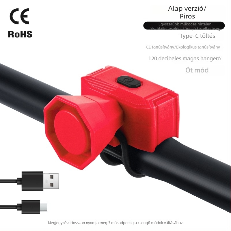 West Rider Elektromos kerékpár csengő, újratölthető, nagy hangerő, ABS, MTB kerékpár, Modell Yp 0706070-071