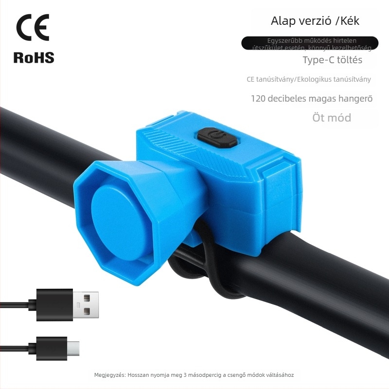 West Rider Elektromos kerékpár csengő, újratölthető, nagy hangerő, ABS, MTB kerékpár, Modell Yp 0706070-071