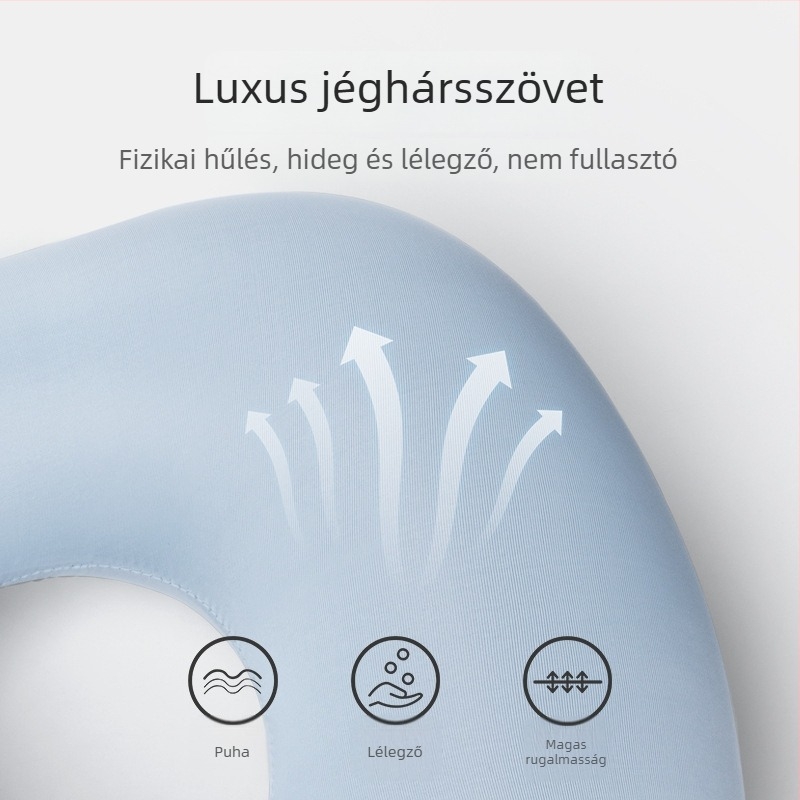 Felfújható U-alakú utazó párna, nyomásos felfújással, hordozható, PVC anyagú huzat és töltőanyag