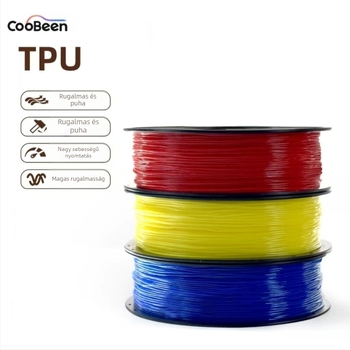 TPU 3D nyomtatási filament — rugalmas és tartós, pontosság ±0,02 mm, hossz 350 m, FDM 3D nyomtatókhoz