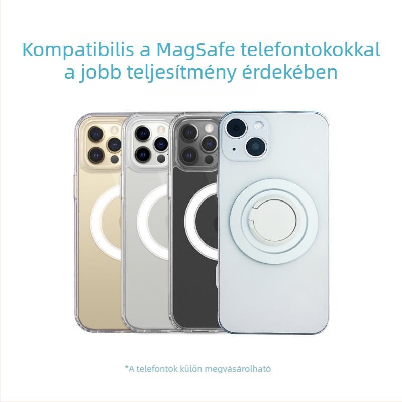 Mágneses telefonállvány asztali használatra, alumíniumötvözetből, hordozható, 360°-os forgás, MagSafe gyűrűtartó