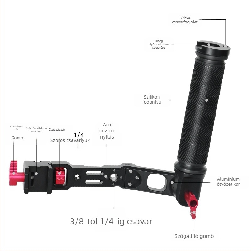 Stabilizátor kézi hosszabbító, alumíniumötvözet, lyukacsos, bayonet rögzítés, RS2 RS3 RSC2, 263 g