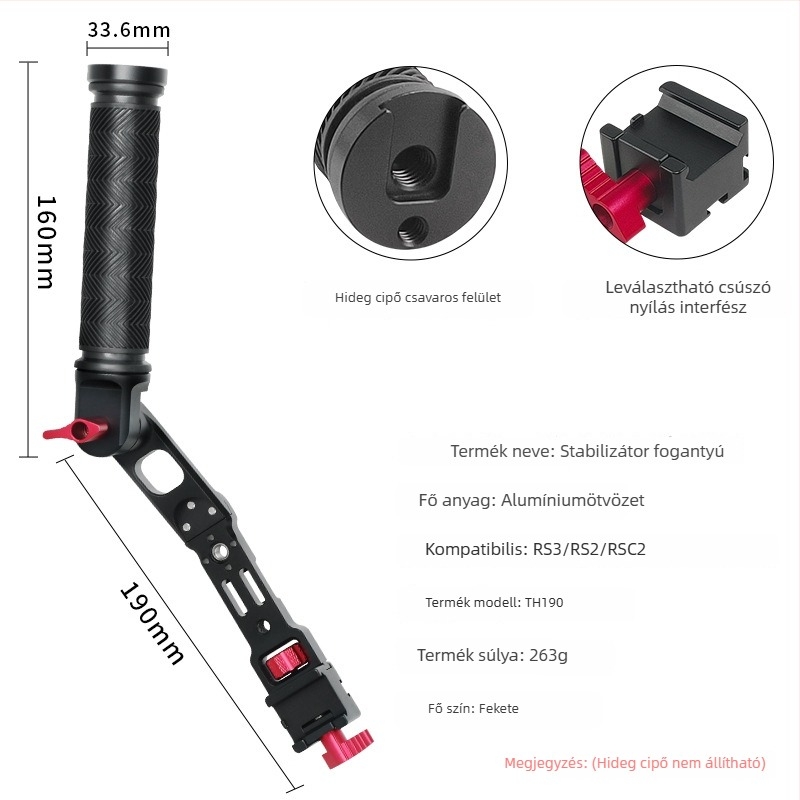 Stabilizátor kézi hosszabbító, alumíniumötvözet, lyukacsos, bayonet rögzítés, RS2 RS3 RSC2, 263 g