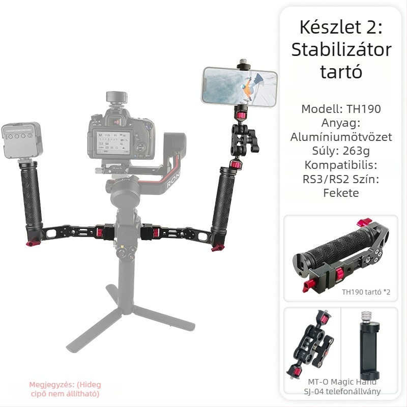 Stabilizátor kézi hosszabbító, alumíniumötvözet, lyukacsos, bayonet rögzítés, RS2 RS3 RSC2, 263 g