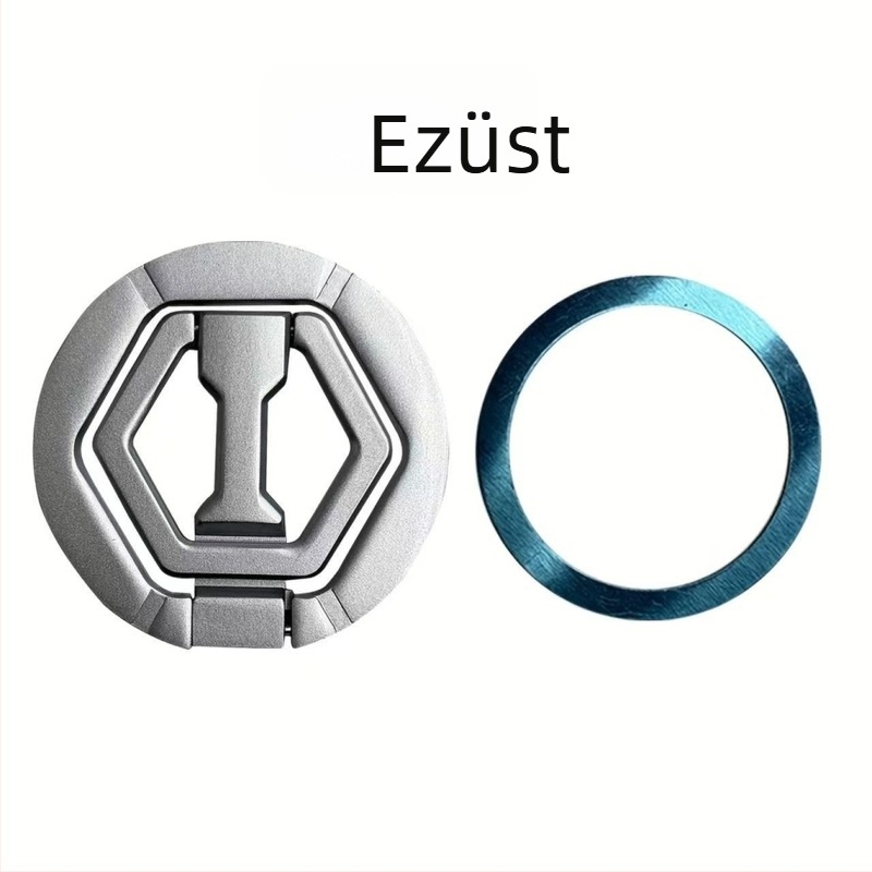 Összecsukható, cinkötvözetből készült mágneses telefon-tartó, 360° forgás, mágneses ujjgyűrű a stabil fogásért, hordozható