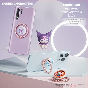 Sanrio Kuromi aromaterápiás gyűrűs telefontartó, ragasztható, többfunkciós, fém, Cartoon stílus