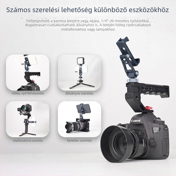 Élő közvetítéshez készült mobiltartó forgó vízszintes/függőleges orientációval, alumíniumötvözet