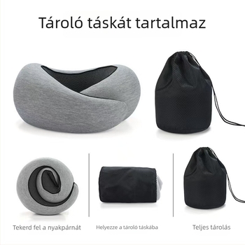 U-alakú nyakpárna memóriahabból, Modal szövettel, autóutazáshoz, modern minimalista stílus
