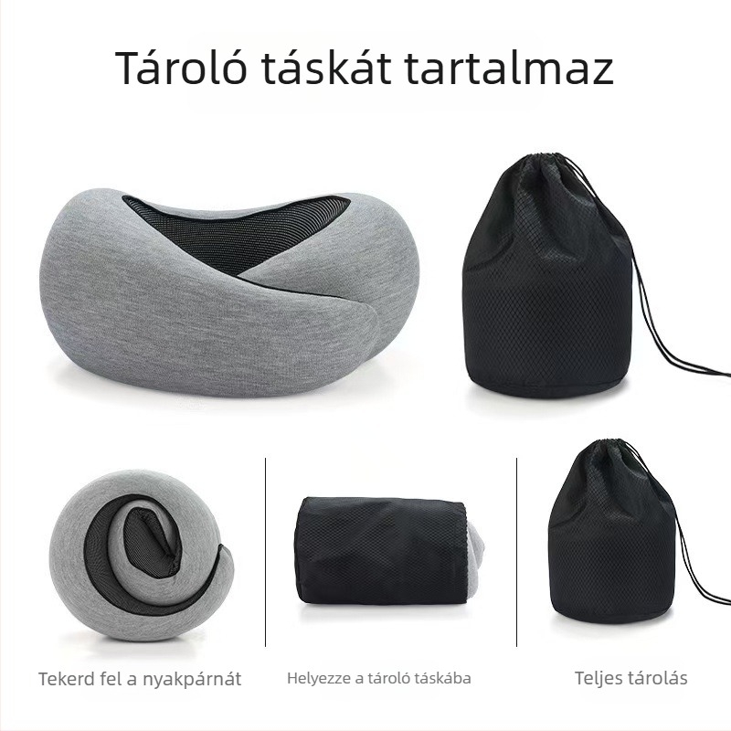 U-alakú nyakpárna memóriahabból, Modal szövettel, autóutazáshoz, modern minimalista stílus