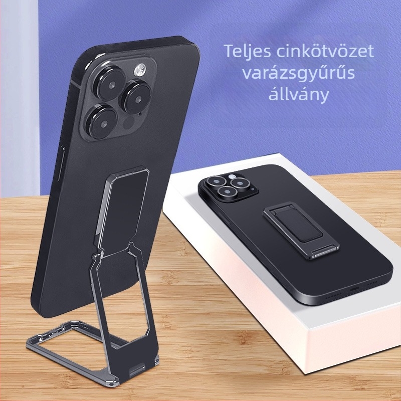 Összecsukható telefonállvány cink-ötvözetből, hátoldali ragasztóval, asztali gyűrűs tartó, hordozható és diszkrét