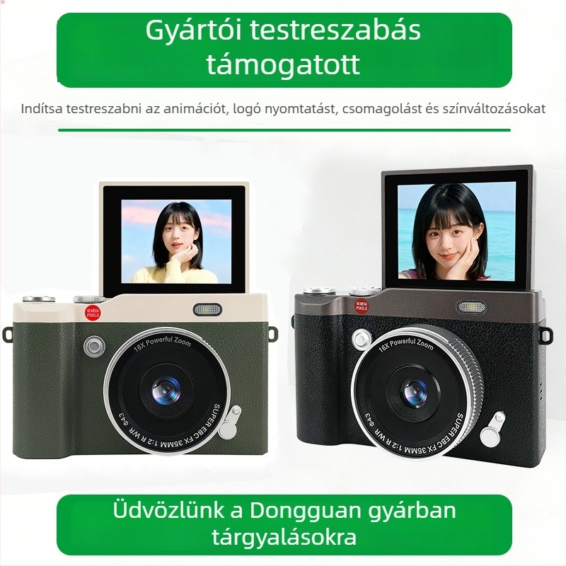 Gyermekek számára készült digitális kamera Y02, CCD szenzor 68MP, 16x optikai zoom, max felbontás 1280×1024, 2,4 hüvelykes forgatható kijelző, TF-kártya tárhely