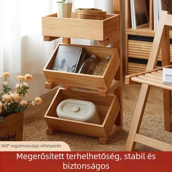 Padlóra álló fa polc – 6 szint, egyszerű modern dizájn, szerelés nélkül