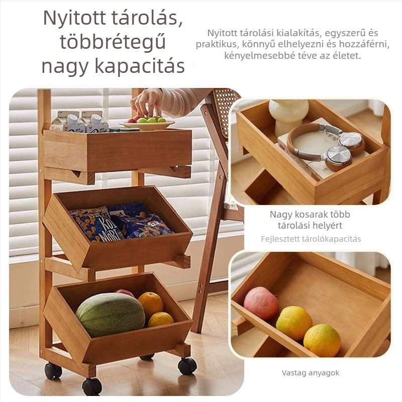 Padlóra álló fa polc – 6 szint, egyszerű modern dizájn, szerelés nélkül