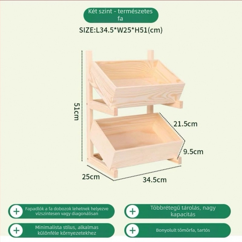 Padlóra álló fa polc – 6 szint, egyszerű modern dizájn, szerelés nélkül