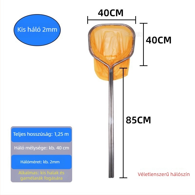 Rozsdamentes acélból készült halászháló nagy halak és tengeri herkentyűk fogására, kettős csőváz, szájátmérő 40-50, hálómélység 40-60, teherbírás legfeljebb 25 kg
