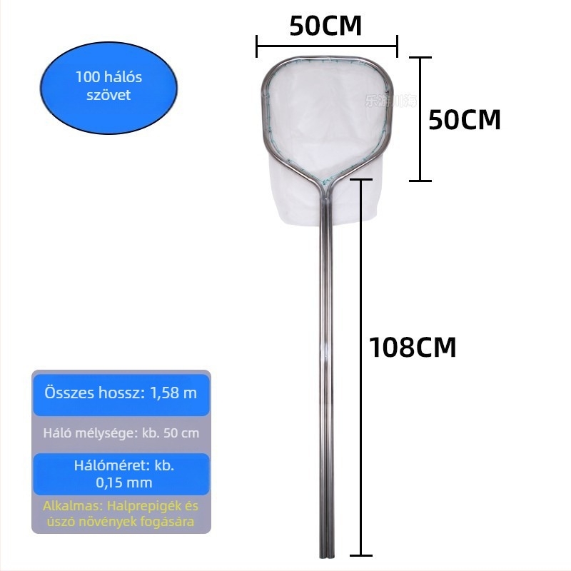 Rozsdamentes acélból készült halászháló nagy halak és tengeri herkentyűk fogására, kettős csőváz, szájátmérő 40-50, hálómélység 40-60, teherbírás legfeljebb 25 kg