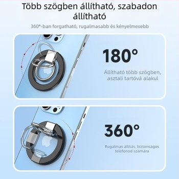 MagSafe mágneses telefon tartó gyűrű, cinkötvözetből készült, rendkívül erős mágneses rögzítés, többirányú állíthatóság, minimalist dizájn