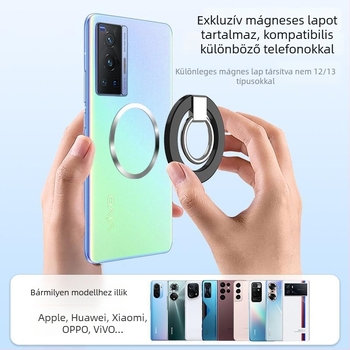 MagSafe mágneses telefon tartó gyűrű, cinkötvözetből készült, rendkívül erős mágneses rögzítés, többirányú állíthatóság, minimalist dizájn