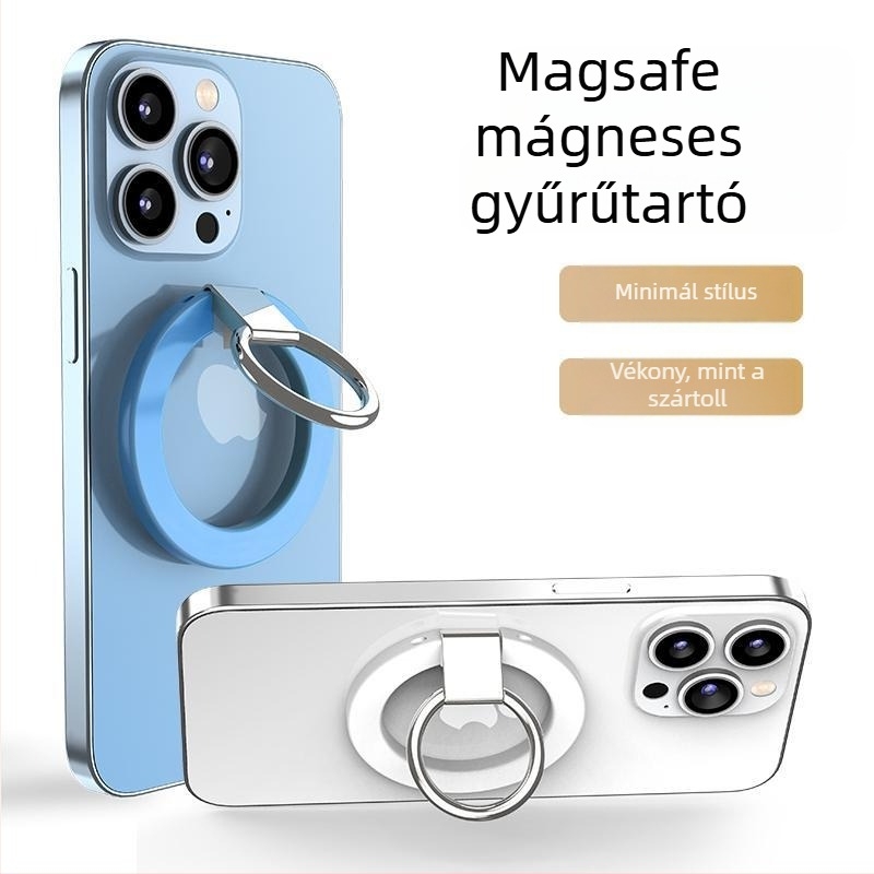 MagSafe mágneses telefon tartó gyűrű, cinkötvözetből készült, rendkívül erős mágneses rögzítés, többirányú állíthatóság, minimalist dizájn