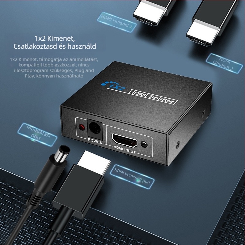 HDMI 1 bemenet 2 kimenet kapcsoló/elosztó, 4K felbontás, max 8 m kábel, modell BW-4KH102M