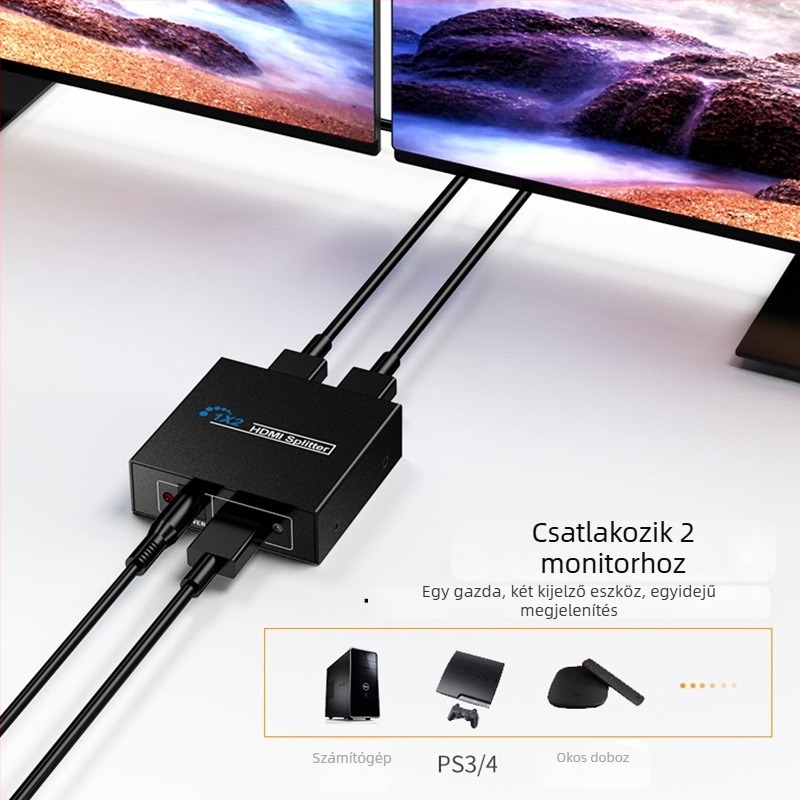HDMI 1 bemenet 2 kimenet kapcsoló/elosztó, 4K felbontás, max 8 m kábel, modell BW-4KH102M
