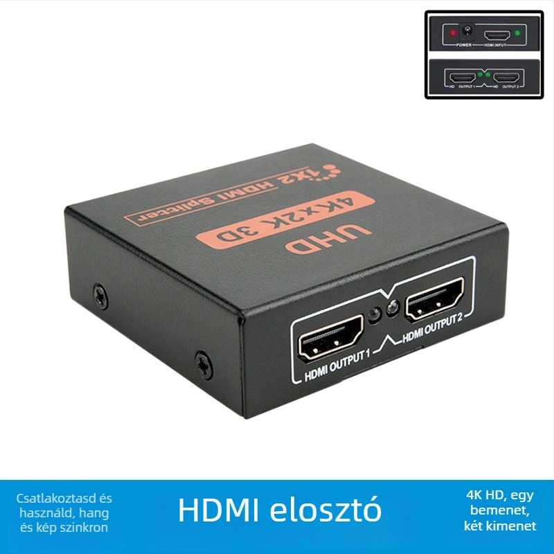 HDMI 1 bemenet 2 kimenet kapcsoló/elosztó, 4K felbontás, max 8 m kábel, modell BW-4KH102M