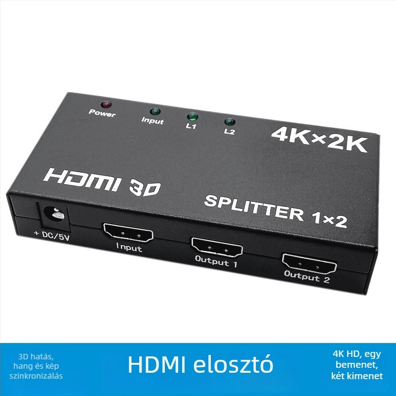 HDMI 1 bemenet 2 kimenet kapcsoló/elosztó, 4K felbontás, max 8 m kábel, modell BW-4KH102M