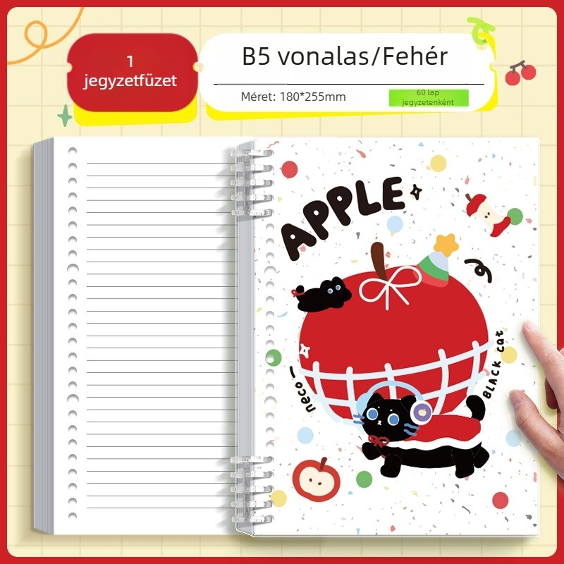Kaba Bear A5 leválasztható lazán kötött jegyzetfüzet, vonalas oldalak, diákoknak