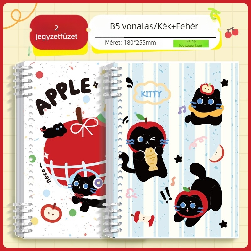 Kaba Bear A5 leválasztható lazán kötött jegyzetfüzet, vonalas oldalak, diákoknak
