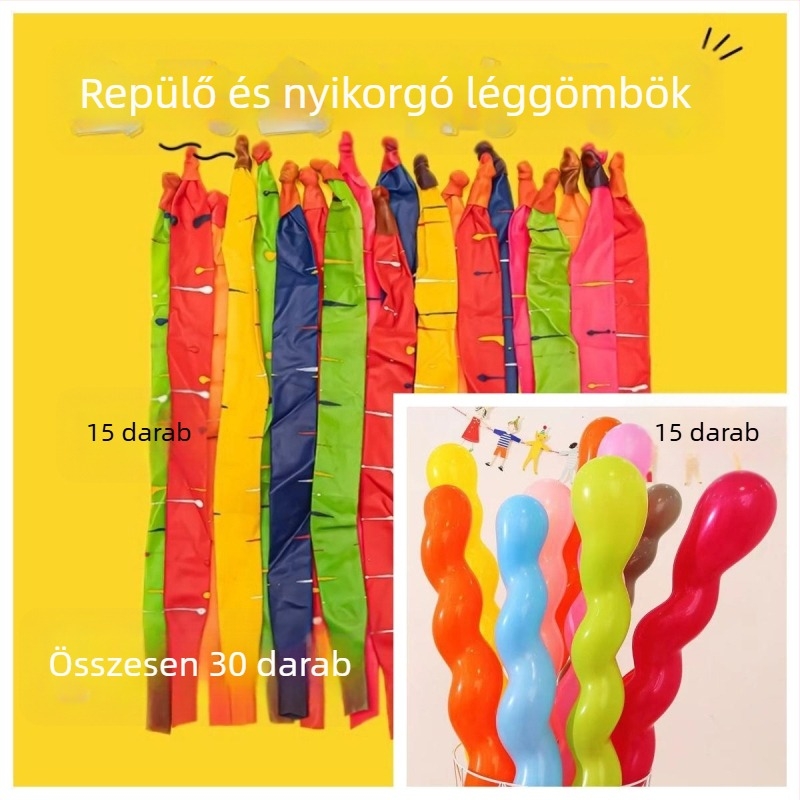 Játék lufi csavarodó spirál alakú mágikus szalaggal (Anyag: alumínium fólia; Lufi típusa: játék lufi; Forma: mágikus szalag; Logó nyomtatás: tilos; IP-engedély: Nincs)