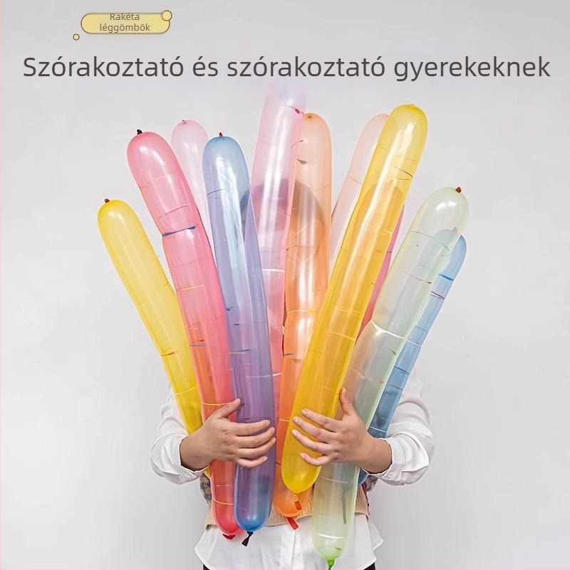 Játék lufi csavarodó spirál alakú mágikus szalaggal (Anyag: alumínium fólia; Lufi típusa: játék lufi; Forma: mágikus szalag; Logó nyomtatás: tilos; IP-engedély: Nincs)