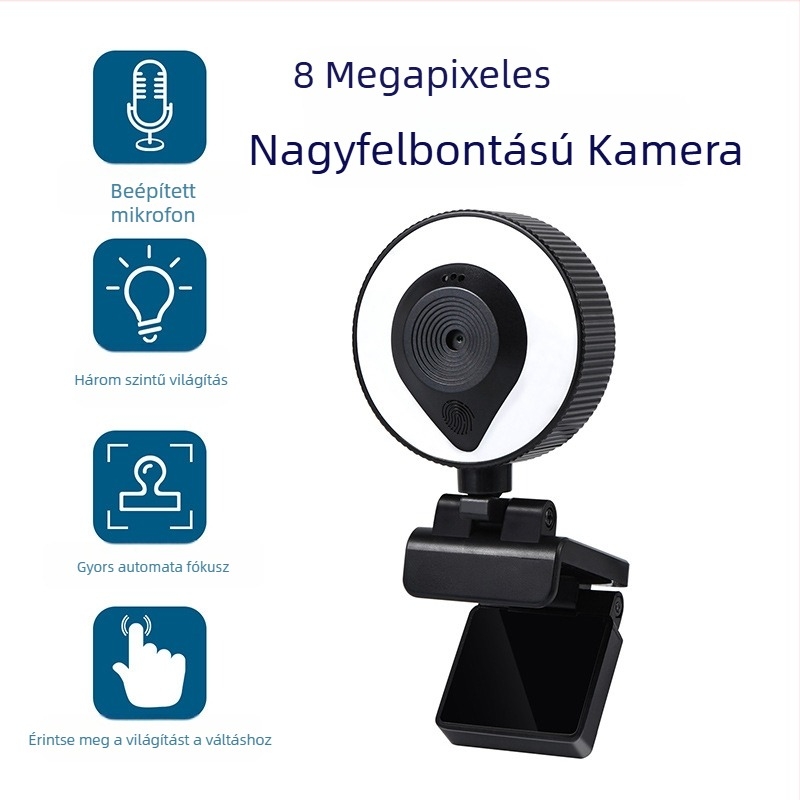 4K USB kamera autofókusz, beépített mikrofon, háromszintű világítás, 30 FPS