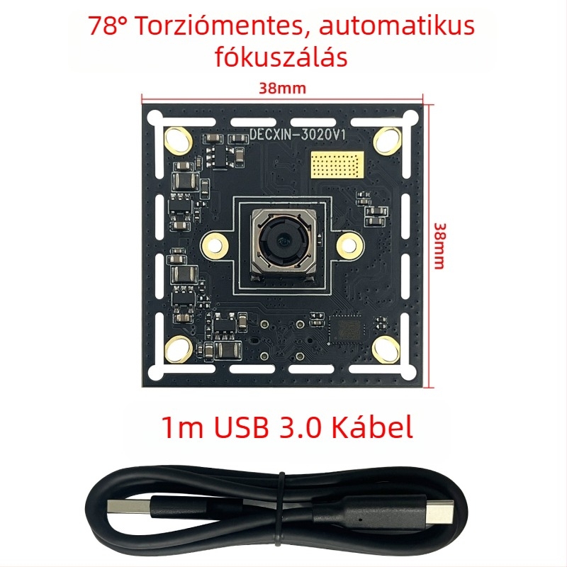 USB 3.0 ipari kamera 8MP IMX179, fix fókusz, arcfelismerés, illesztőprogram nélkül, Linux-kompatibilis