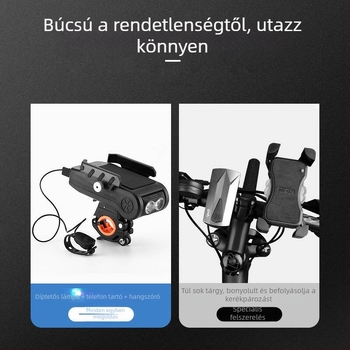 USB-töltésű kerékpár lámpa négy funkcióval: fej tartó, kürt és kettős fényszóró éjszakai bringázáshoz