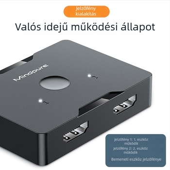 HDMI kapcsoló, 2 bemenet, 1 kimenet, 4K, TV-hez és számítógéphez