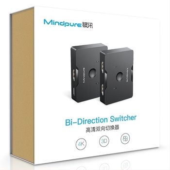 HDMI kapcsoló, 2 bemenet, 1 kimenet, 4K, TV-hez és számítógéphez