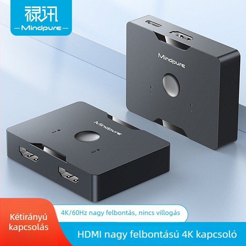 HDMI kapcsoló, 2 bemenet, 1 kimenet, 4K, TV-hez és számítógéphez