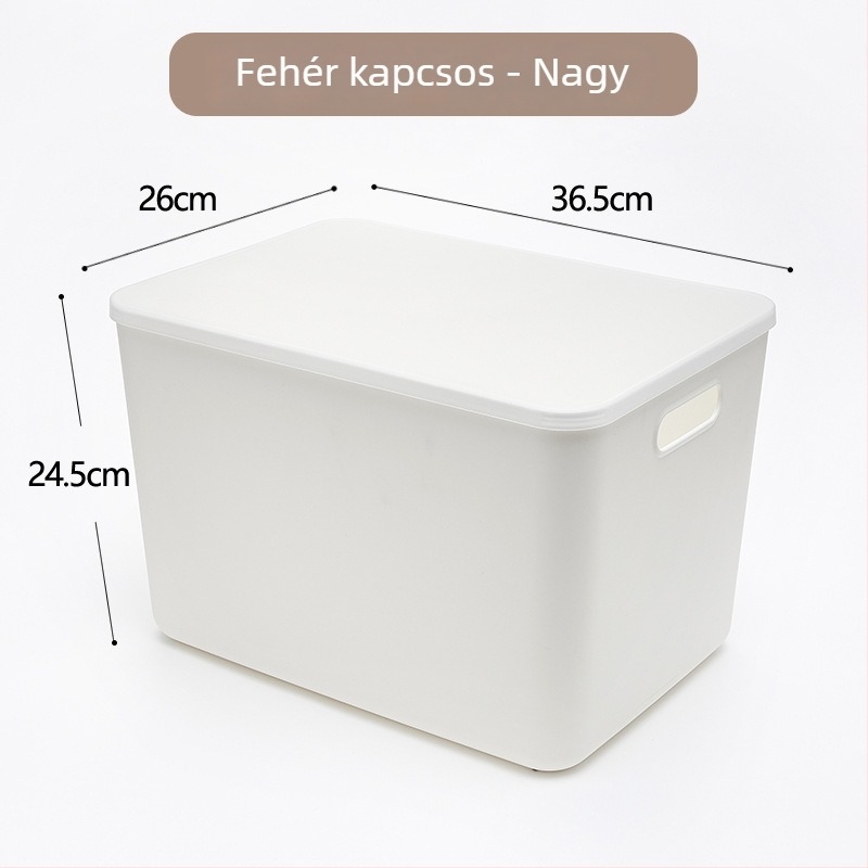 Műanyag tároló doboz fedővel - nagy kapacitású, PP anyag, rakható, ruhákhoz, fehérneműhöz és játékokhoz