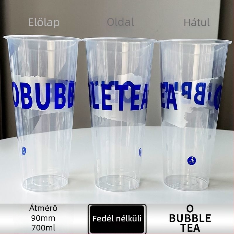 Egyszer használatos PP pohár fedővel milk tea üzletek számára; injekciós formázás; logó nyomtatott; alkalmas take-out csomagoláshoz.