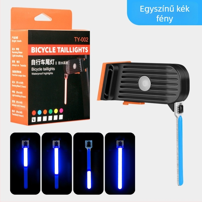 Kerékpár hátsó lámpa — USB-C töltés, szíj szerelés, terepkerékpár éjszakai használathoz