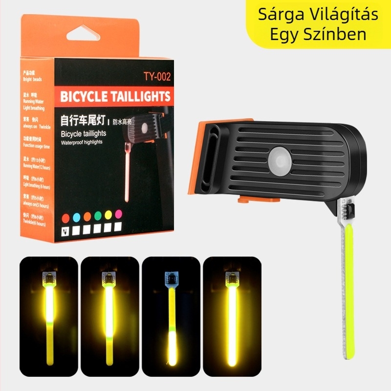 Kerékpár hátsó lámpa — USB-C töltés, szíj szerelés, terepkerékpár éjszakai használathoz