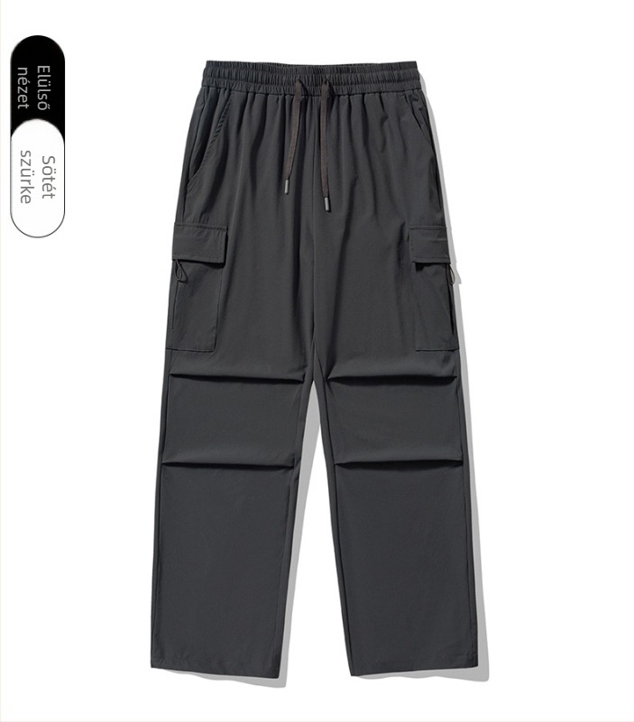 Férfi gyorsan száradó cargo nadrág — nyári, több zsebbel, egyenes szabás, könnyű, nylon-spandex keverék