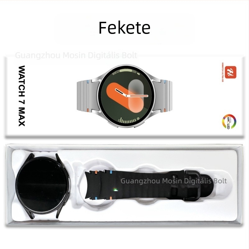Watch7Max okosóra Bluetooth headsettel, AMOLED körkijelző, alumíniumötvözet tokkal, iOS-kompatibilis, napi vízálló, akkumulátor-üzemidő kevesebb mint 7 nap