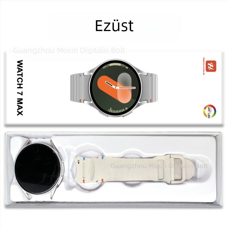 Watch7Max okosóra Bluetooth headsettel, AMOLED körkijelző, alumíniumötvözet tokkal, iOS-kompatibilis, napi vízálló, akkumulátor-üzemidő kevesebb mint 7 nap