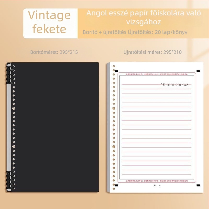 A4-es angol esszépapír vizsgákhoz, 40 oldal, Dowling papír, 10 lyuk, Jiaxun 11123609