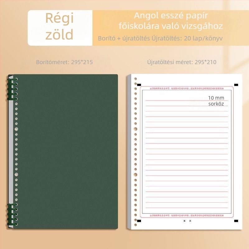 A4-es angol esszépapír vizsgákhoz, 40 oldal, Dowling papír, 10 lyuk, Jiaxun 11123609